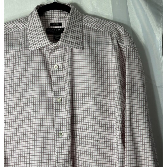 Pronto Uomo Dress Shirt Sz 17.5 36/37 Tall No Iron Classic Fit Egyptian Cotton - Picture 2 of 12